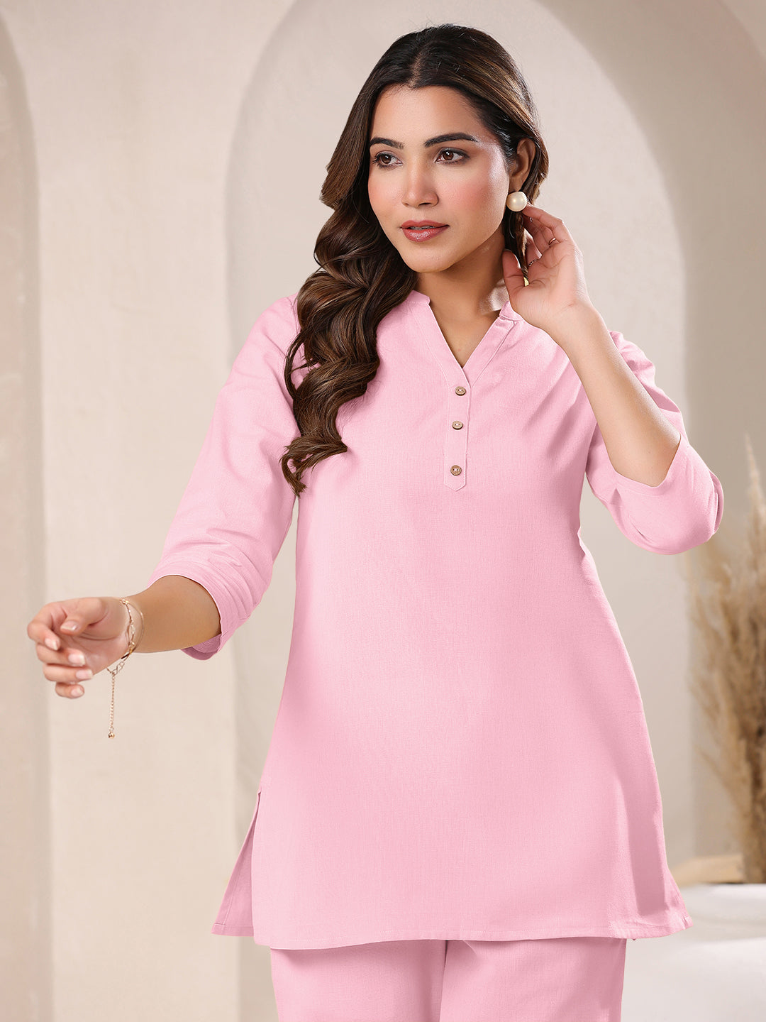 Janasya Light Cotton Solid A-Line Top | Grocsy