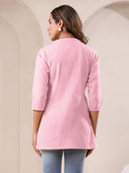 Janasya Light Cotton Solid A-Line Top | Grocsy