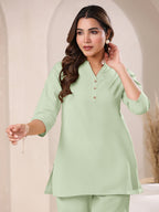 Janasya Light Cotton Solid Straight Top | Grocsy