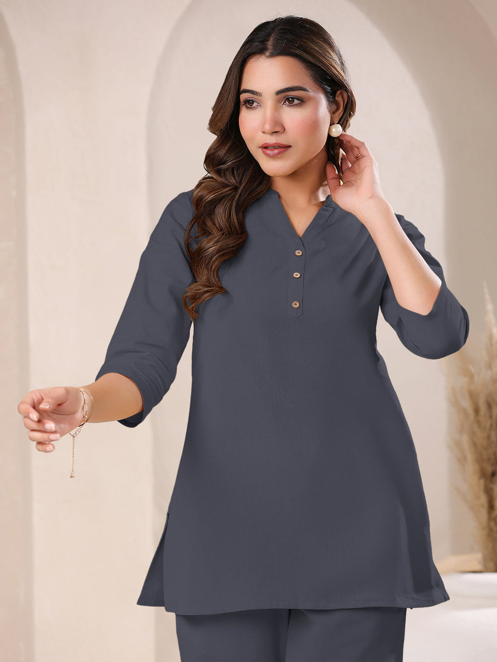 Janasya Light Cotton Solid A-Line Top | Grocsy