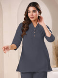 Janasya Light Cotton Solid A-Line Top | Grocsy