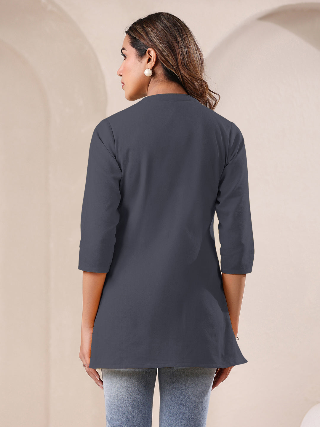 Janasya Light Cotton Solid A-Line Top | Grocsy