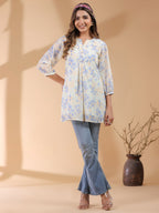 Janasya Light Georgette Floral A-Line Tunic | Grocsy