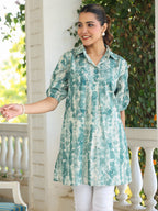 Janasya Dark Cotton Tie & dye Straight Tunic | Grocsy