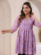 Janasya Bright Georgette Floral A-Line Tunic | Grocsy