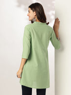 Janasya Light Cotton Embroidered A-Line Tunic | Grocsy