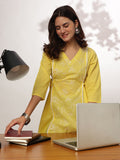 Janasya Bright Cotton Embroidered A-Line Tunic | Grocsy