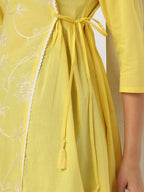 Janasya Bright Cotton Embroidered A-Line Tunic | Grocsy