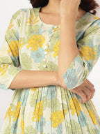 Janasya Light Cotton Floral A-Line Tunic | Grocsy