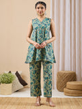 Janasya Light Green A-Line Cotton Co-Ords | Grocsy