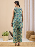 Janasya Light Green A-Line Cotton Co-Ords | Grocsy