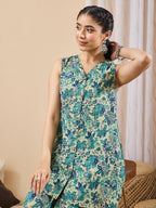 Janasya Light Green A-Line Cotton Co-Ords | Grocsy