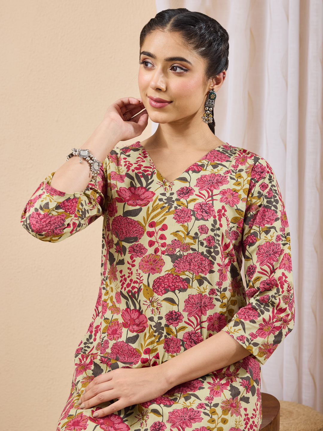 Janasya Mint A-Line Cotton Co-Ords | Grocsy