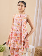 Janasya Baby Pink A-Line Cotton Co-Ords | Grocsy