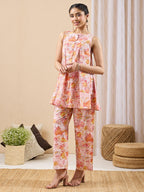 Janasya Baby Pink A-Line Cotton Co-Ords | Grocsy