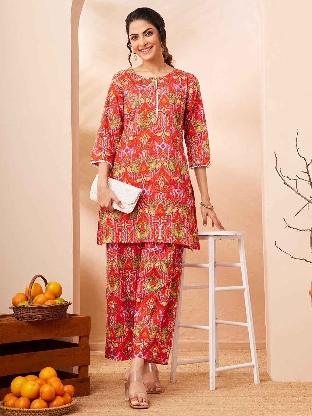 Janasya Multi Straight Cotton Co-Ords | Grocsy