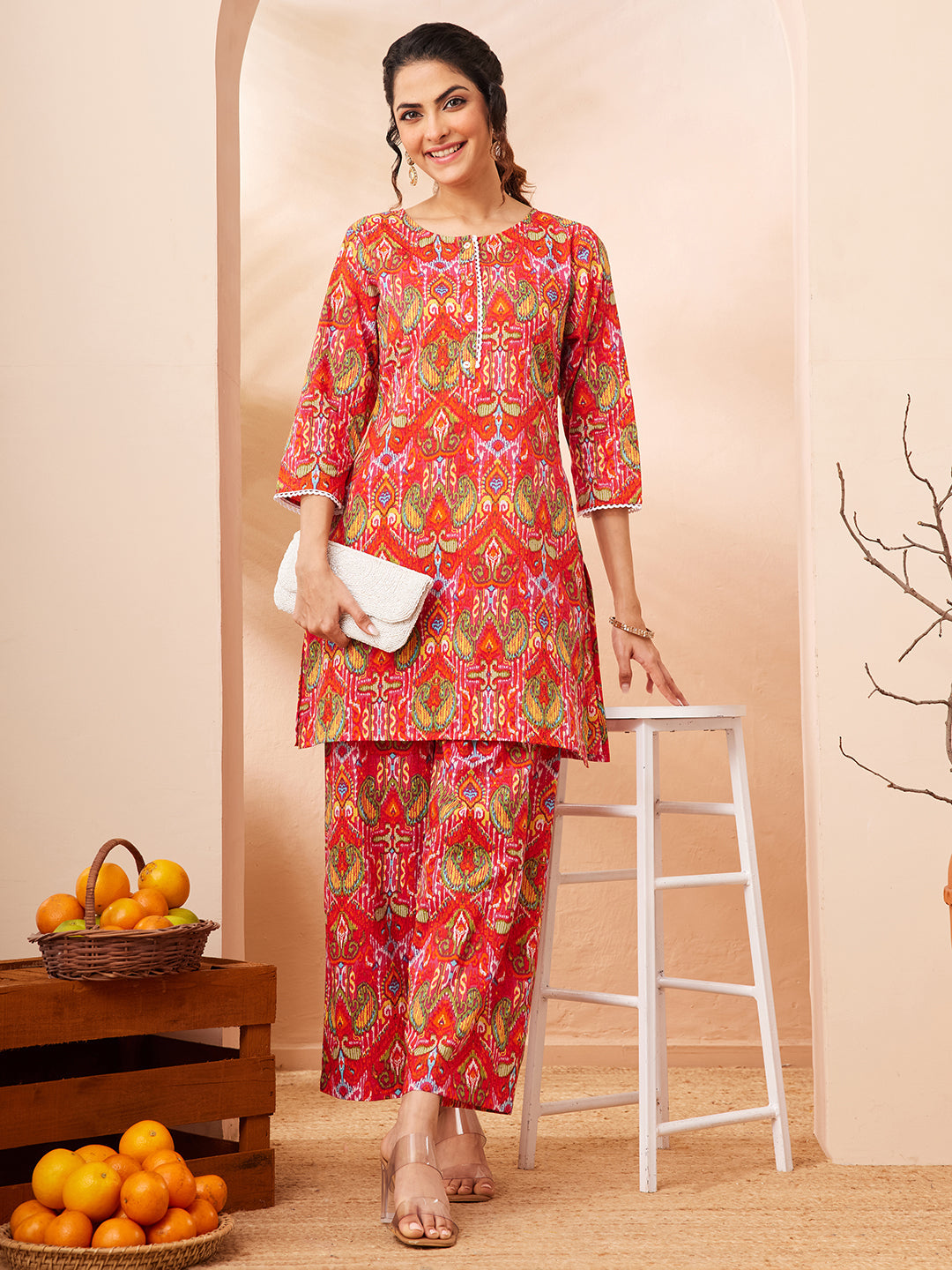 Janasya Multi Straight Cotton Co-Ords | Grocsy