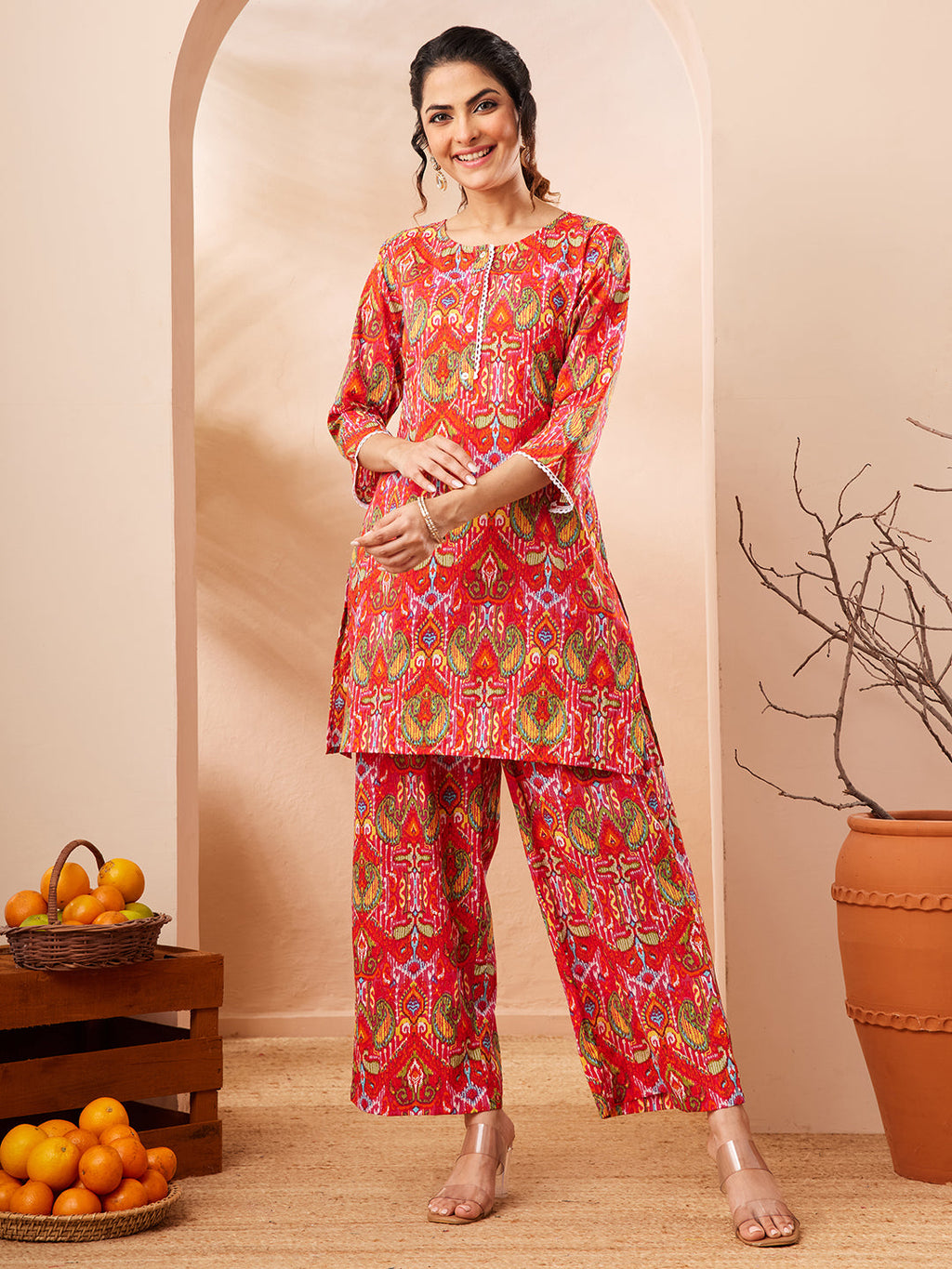 Janasya Multi Straight Cotton Co-Ords | Grocsy