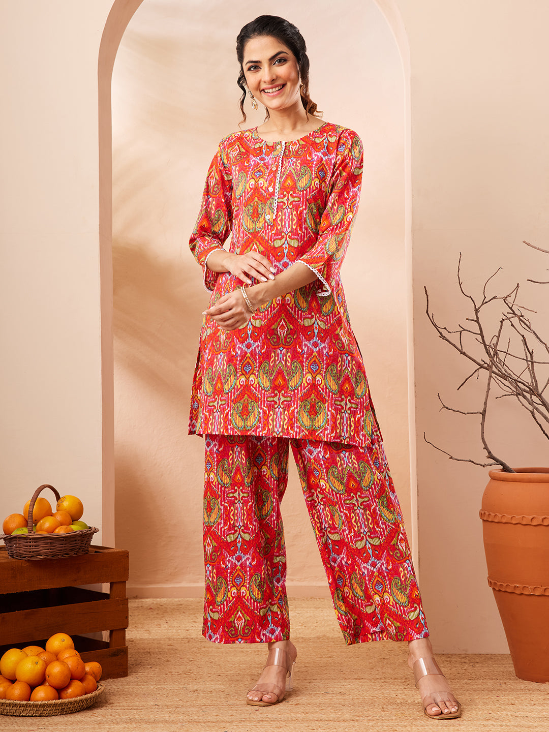 Janasya Multi Straight Cotton Co-Ords | Grocsy
