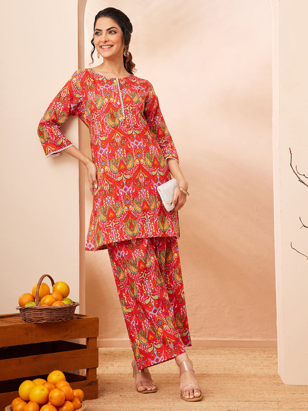 Janasya Multi Straight Cotton Co-Ords | Grocsy