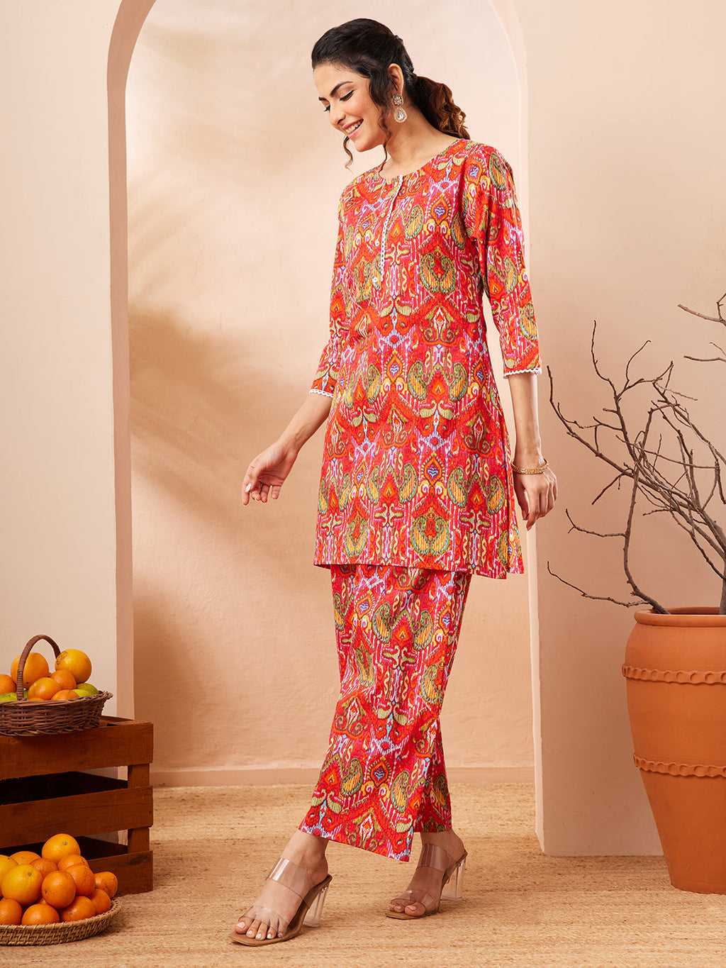 Janasya Multi Straight Cotton Co-Ords | Grocsy