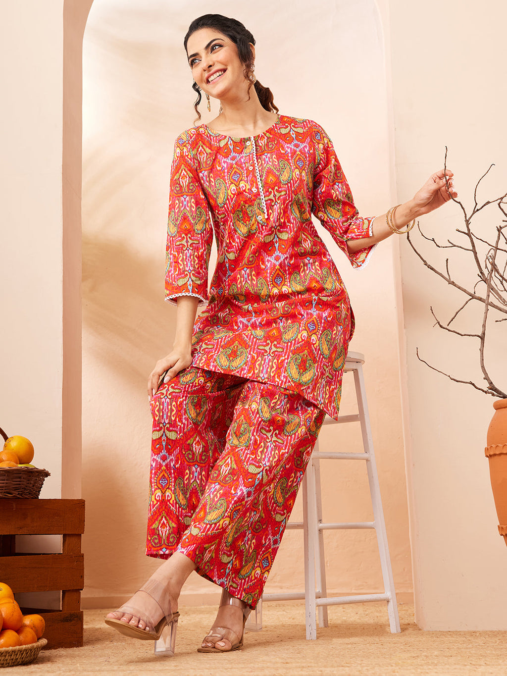 Janasya Multi Straight Cotton Co-Ords | Grocsy