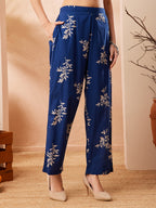 Janasya Blue Straight Cotton Co-Ords | Grocsy