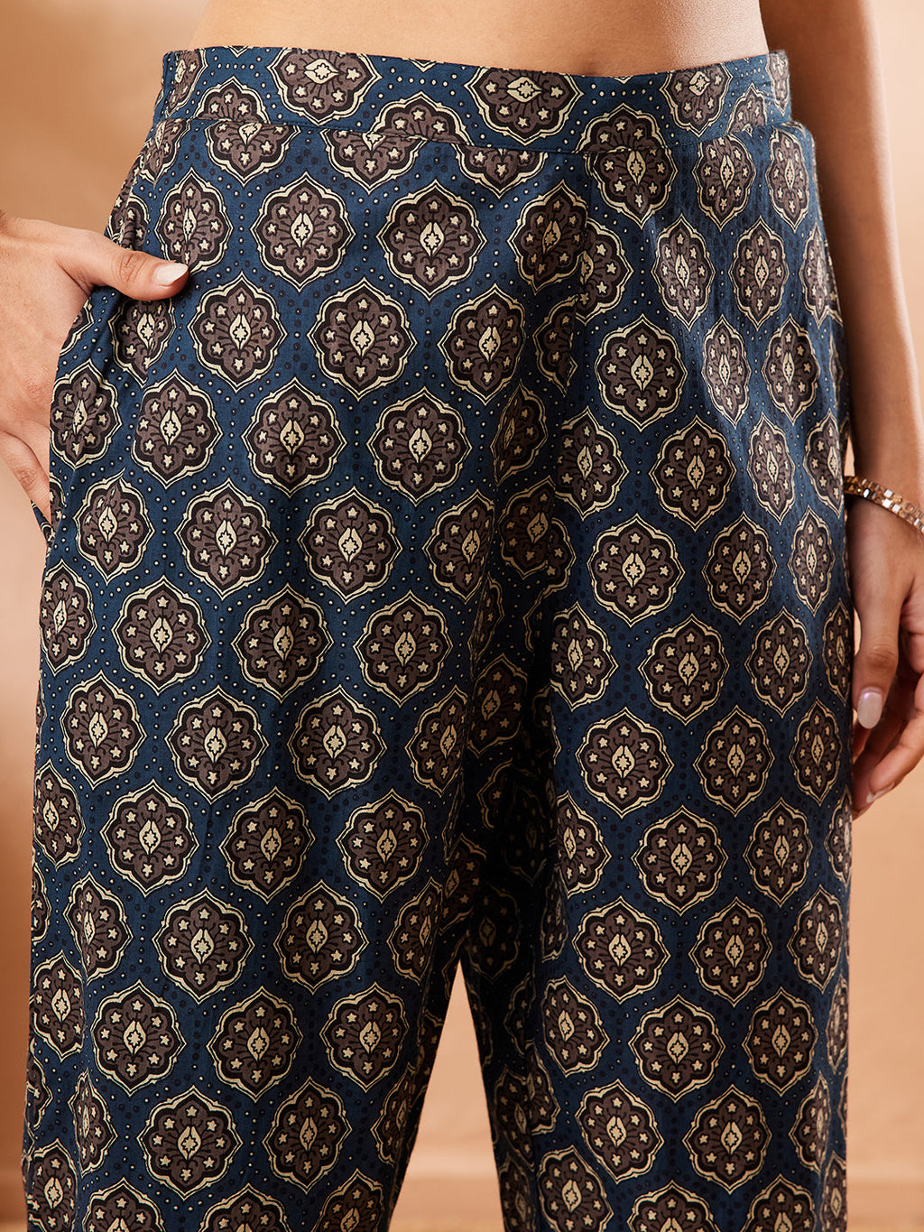 Janasya Beige Straight Cotton Co-Ords | Grocsy