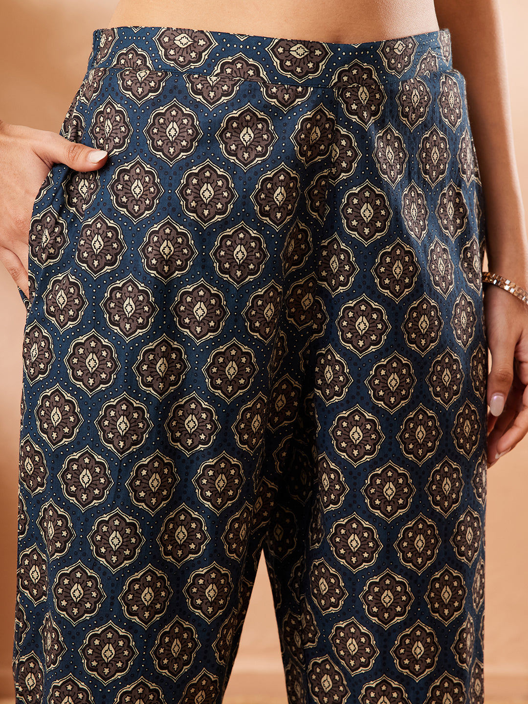 Janasya Beige Straight Cotton Co-Ords | Grocsy