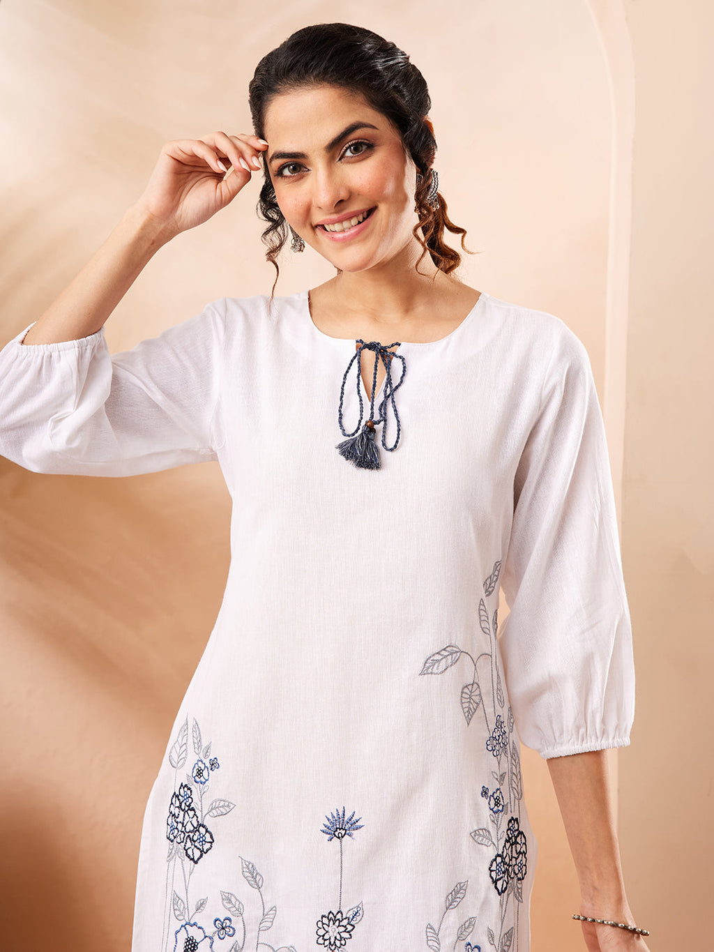 Janasya White Straight Cotton Co-Ords | Grocsy