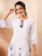 Janasya White Straight Cotton Co-Ords | Grocsy