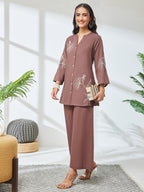 Janasya Brown A-Line Cotton Co-Ords | Grocsy