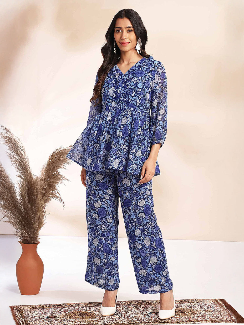 Janasya Multi A-Line Georgette Pant Co-ord Sets | Grocsy