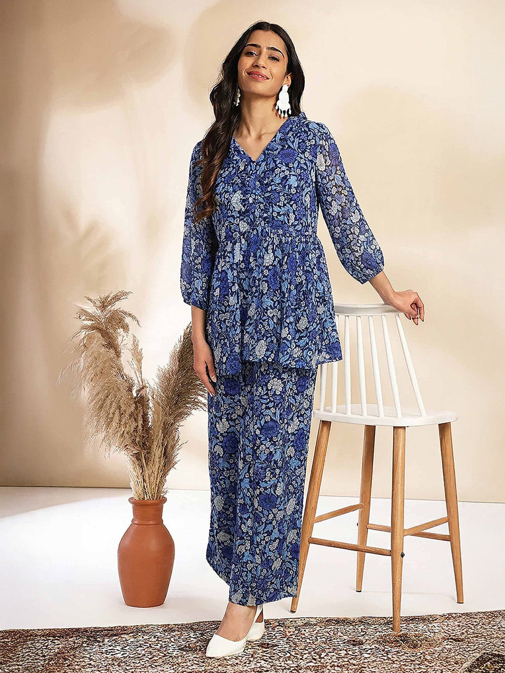 Janasya Multi A-Line Georgette Pant Co-ord Sets | Grocsy