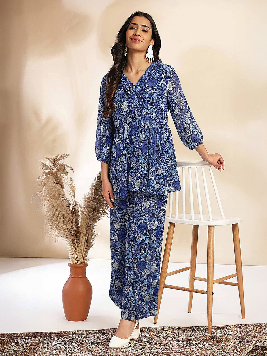 Janasya Multi A-Line Georgette Pant Co-ord Sets | Grocsy