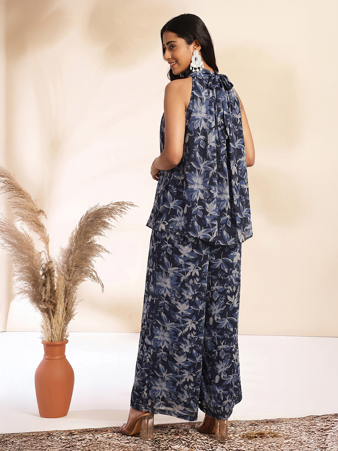 Janasya Black A-Line Georgette Pant Co-ord Sets | Grocsy