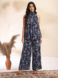 Janasya Black A-Line Georgette Pant Co-ord Sets | Grocsy