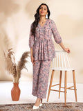 Janasya Baby Pink A-Line Georgette Pant Co-ord Sets | Grocsy