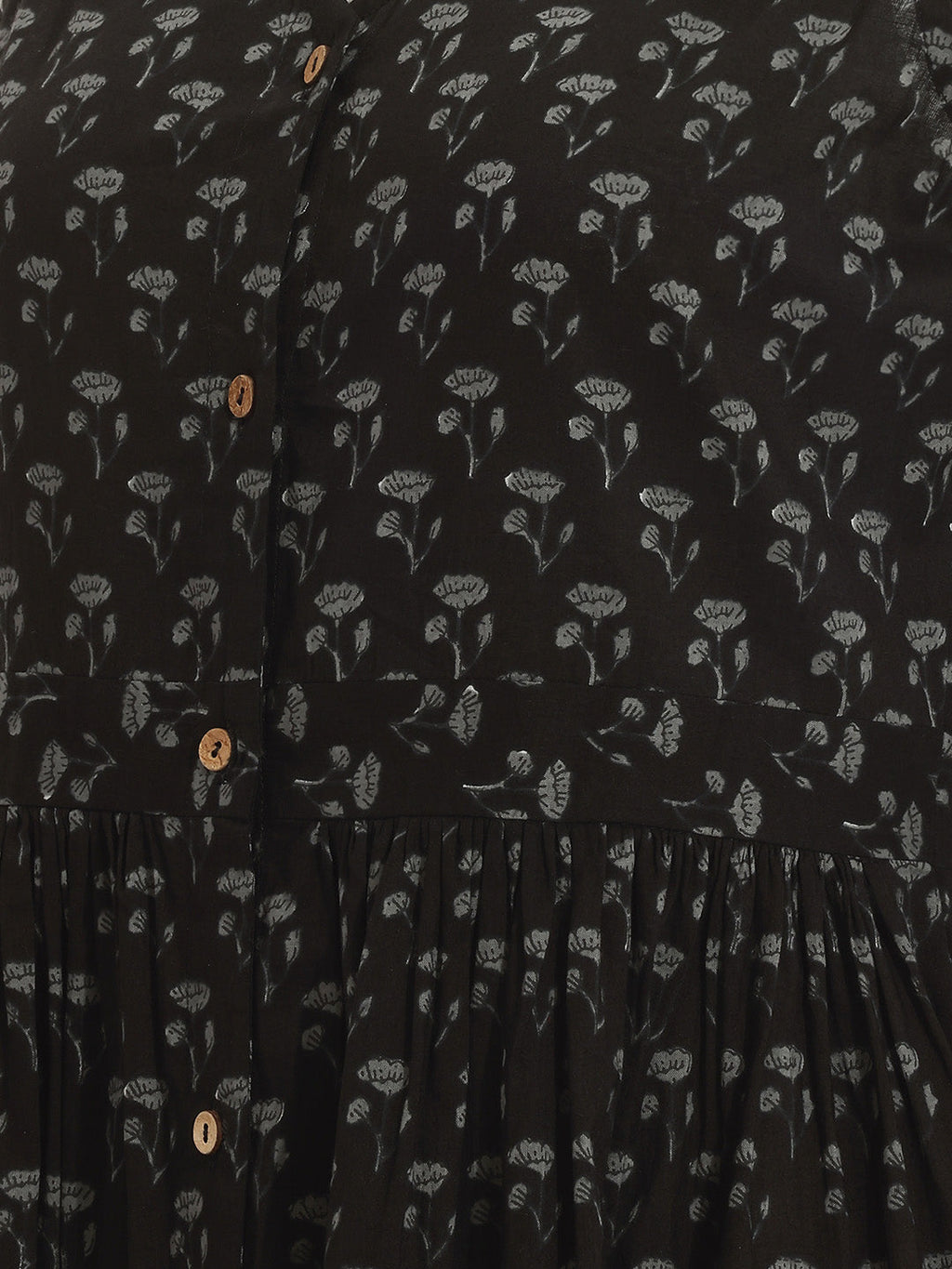 Janasya Black A-Line Cotton Dress | Grocsy