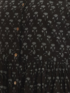 Janasya Black A-Line Cotton Dress | Grocsy