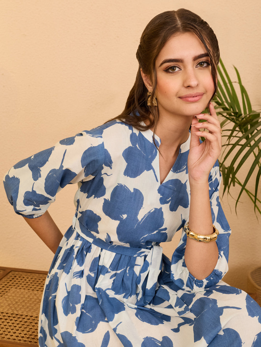 Janasya White Fit & Flare Cotton Dress | Grocsy