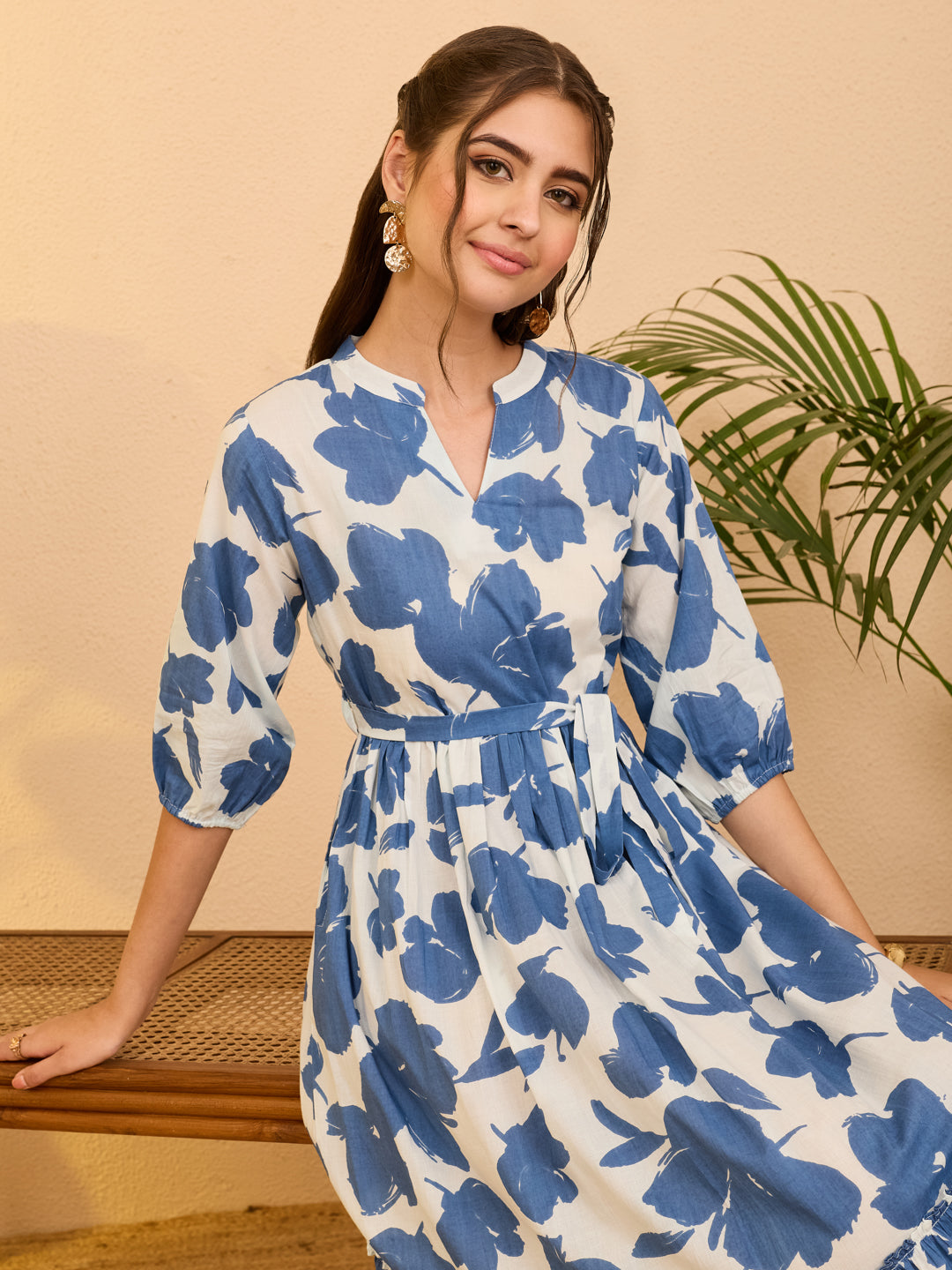 Janasya White Fit & Flare Cotton Dress | Grocsy