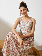 Janasya Off White A-Line Cotton Dress | Grocsy
