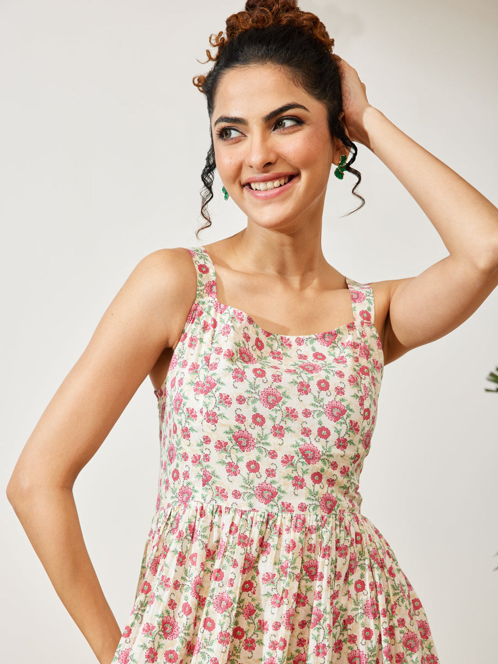 Janasya Off White A-Line Cotton Dress | Grocsy