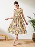 Janasya Cream Fit & Flare Cotton Dress | Grocsy