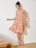 Janasya Pink Fit & Flare Cotton Dress | Grocsy