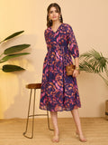 Janasya Purple Gathered Georgette Dress | Grocsy