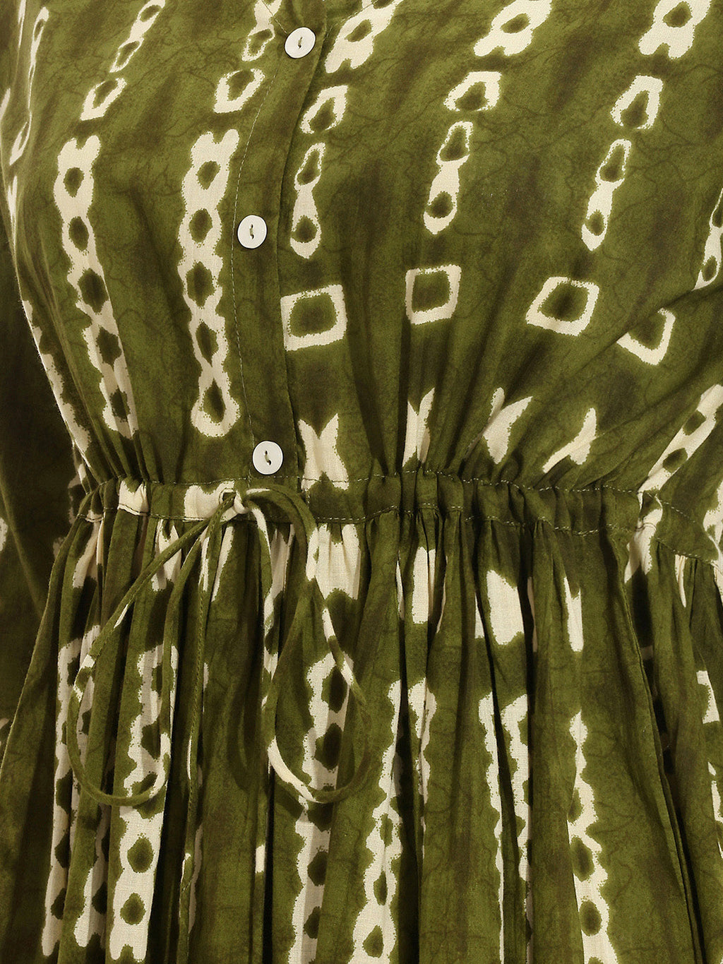 Janasya Olive Fit & Flare Cotton Dress | Grocsy