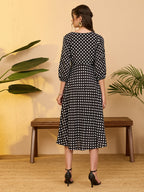 Janasya Black Fit & Flare Cotton Dress | Grocsy