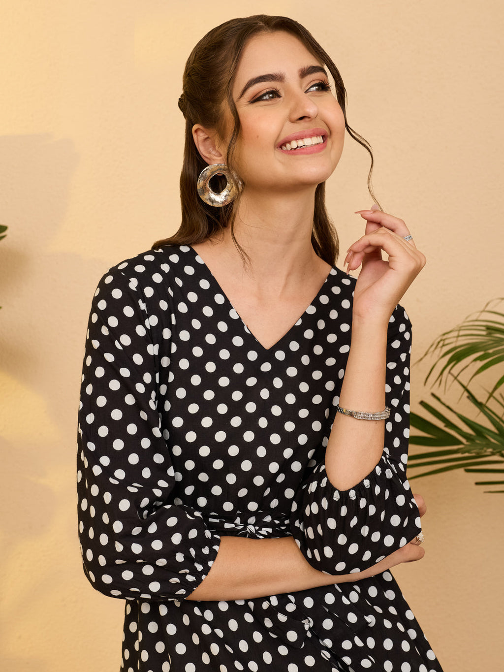 Janasya Black Fit & Flare Cotton Dress | Grocsy